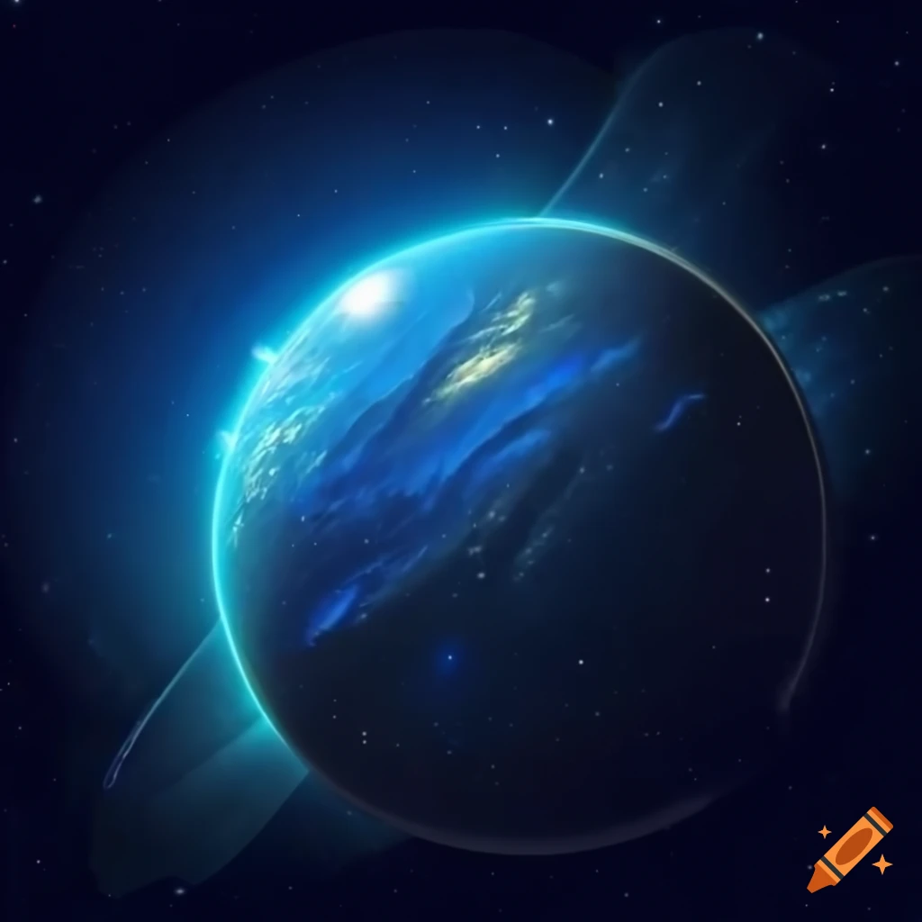 Background of an industrialized planet from high orbit in a space-themed videogame