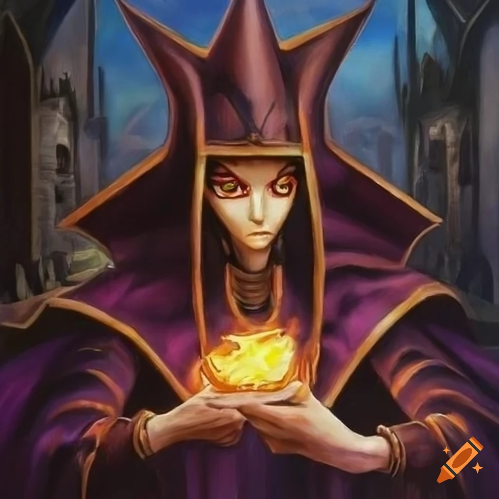 Dark Magician from Yu-Gi-Oh! painted by Jacek Yerka in modern ...