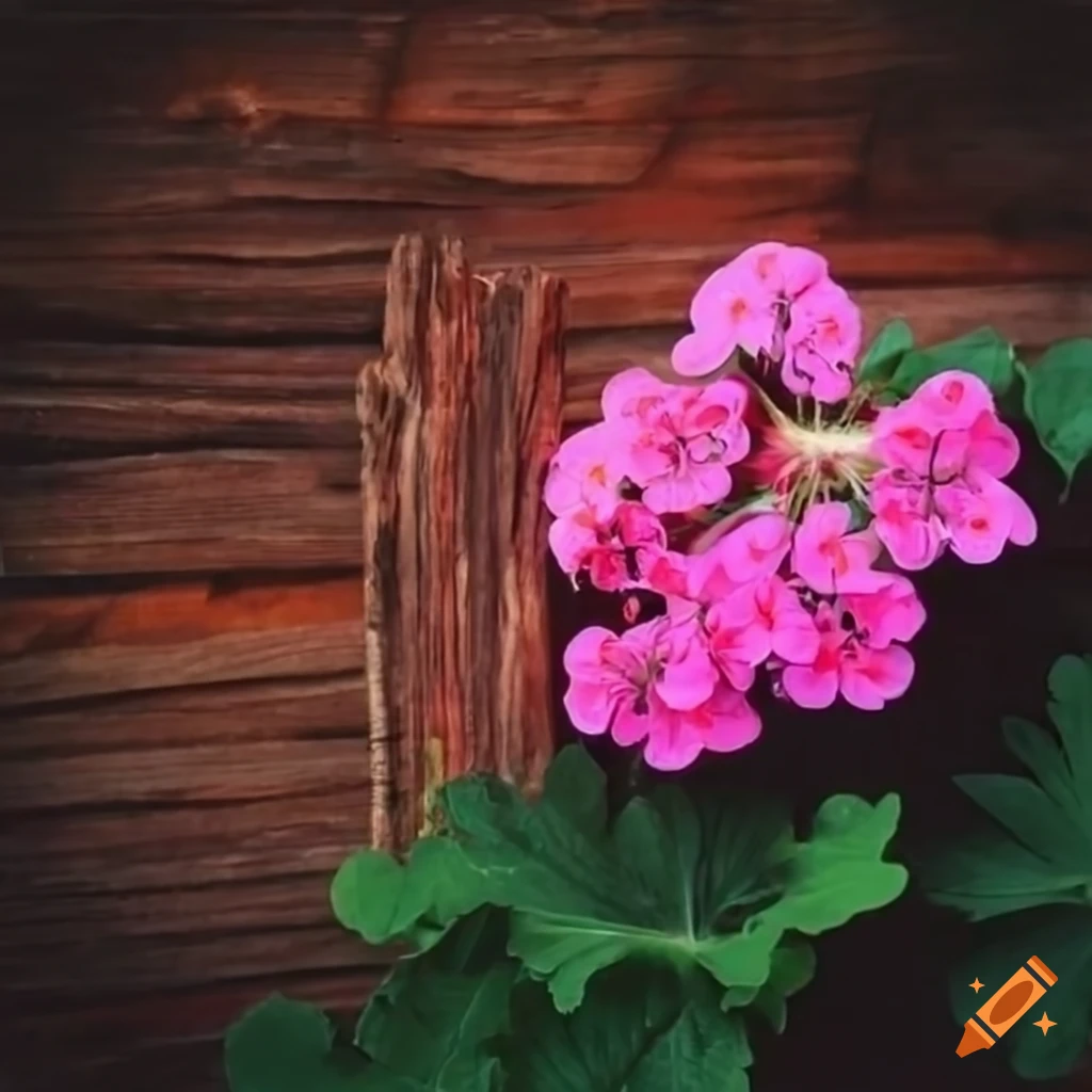 Geranium flowers with sandalwood logs
