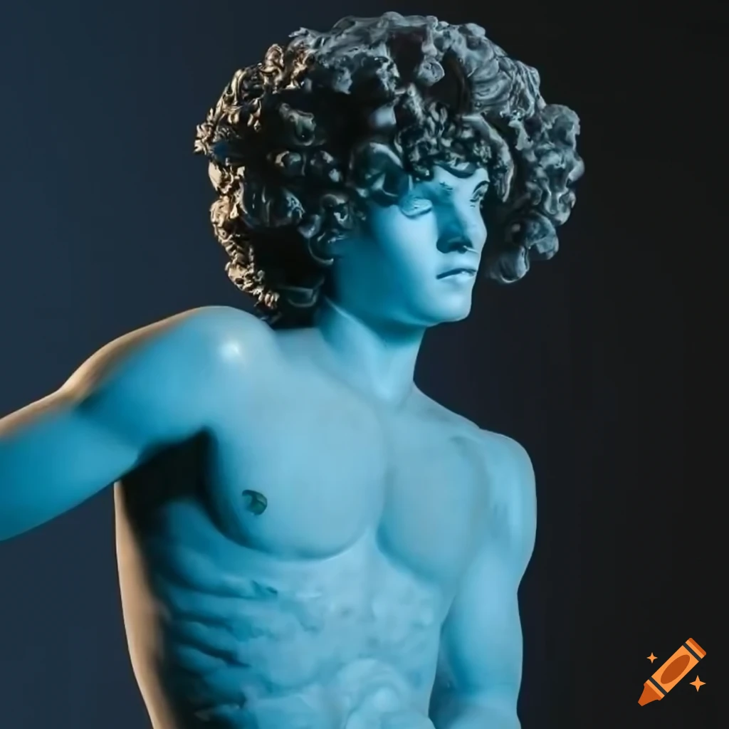 Greek statue of a young man with curly hair on Craiyon