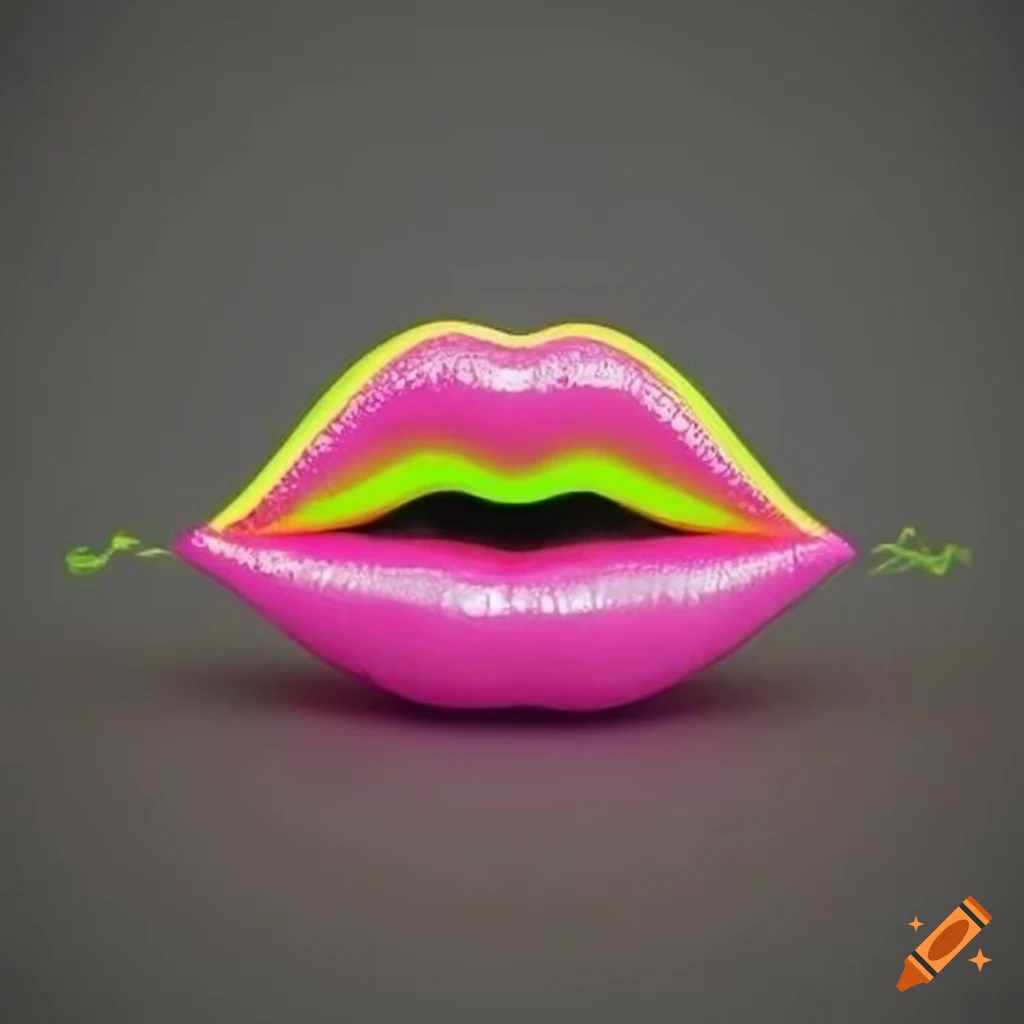 Pink and yellow neon lips