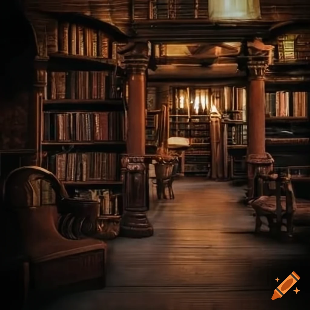 Bohemian style library on Craiyon