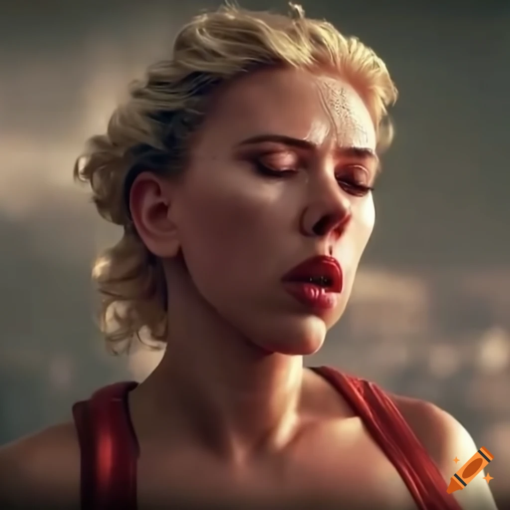 Scarlet johansson martial arts fighter with bruised and dizzy expression on  Craiyon