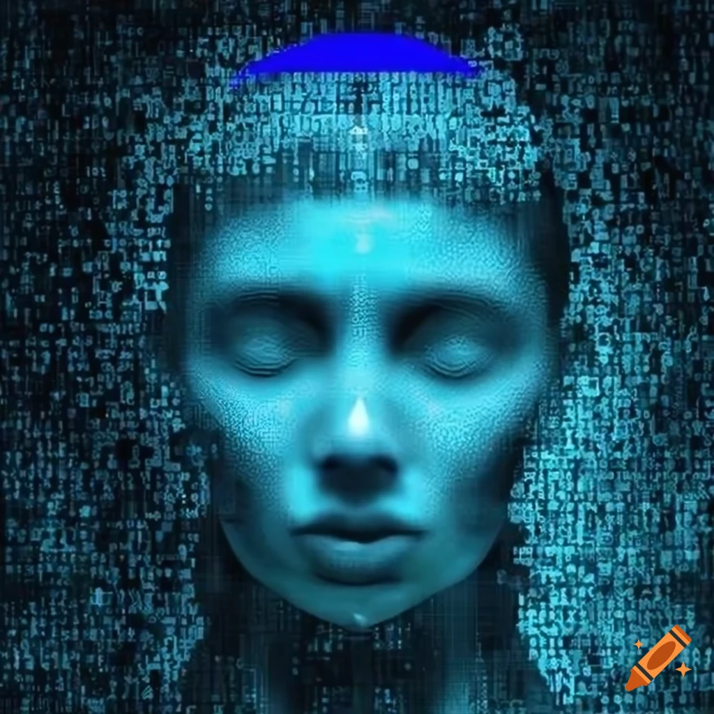 Digital artwork of a person in a binary frame of mind on Craiyon