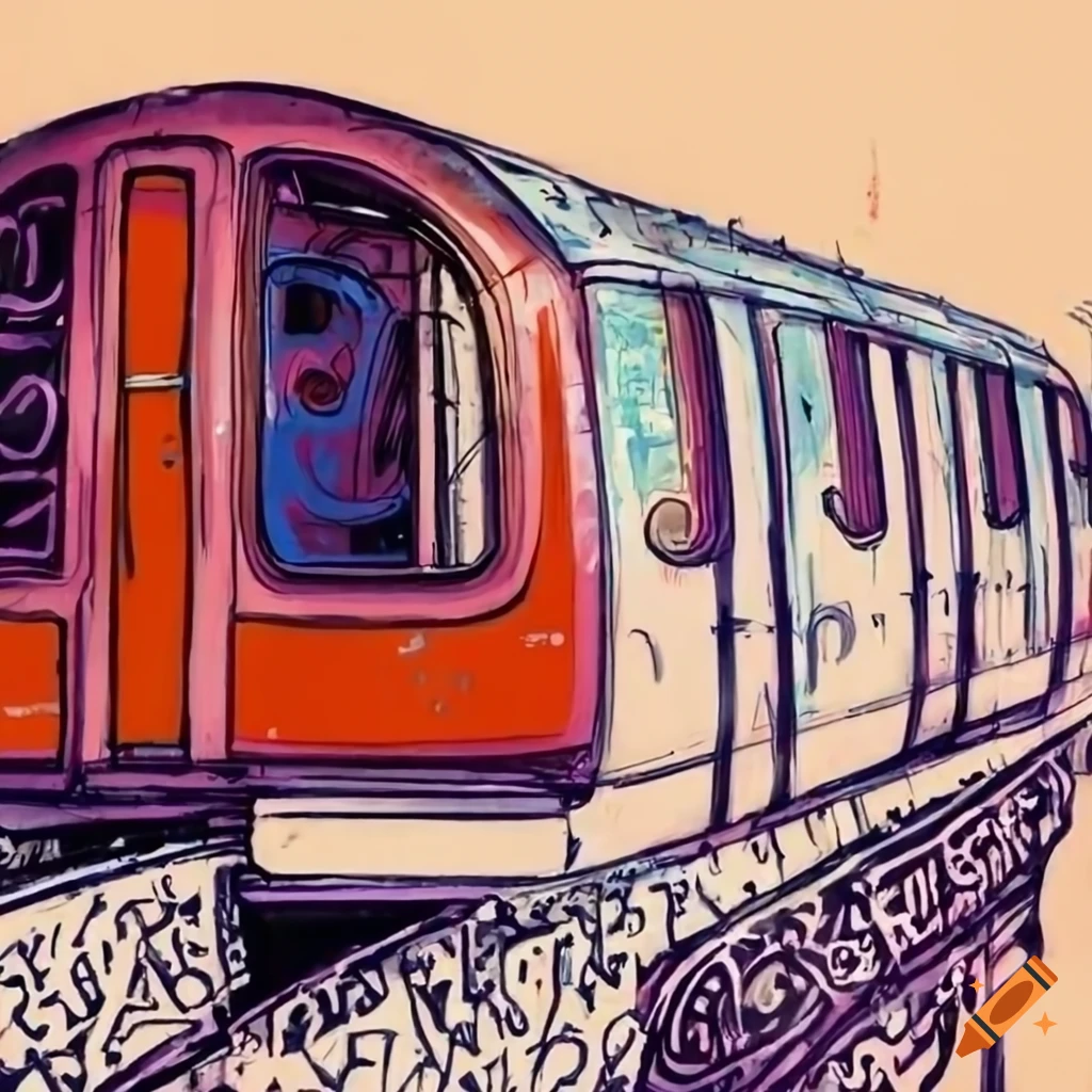 Graffitistyle drawing of a london tube train on Craiyon
