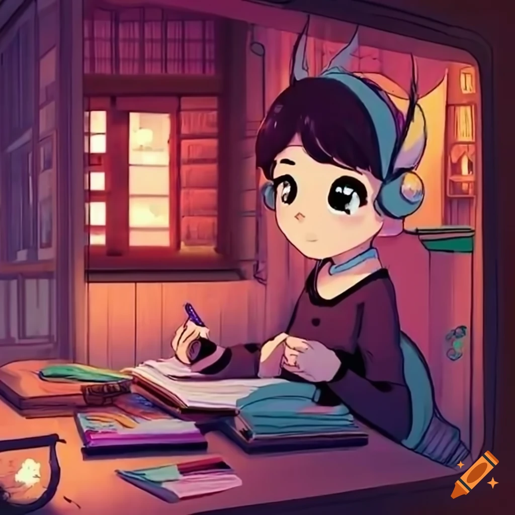 Three students studying in a cozy lofi house