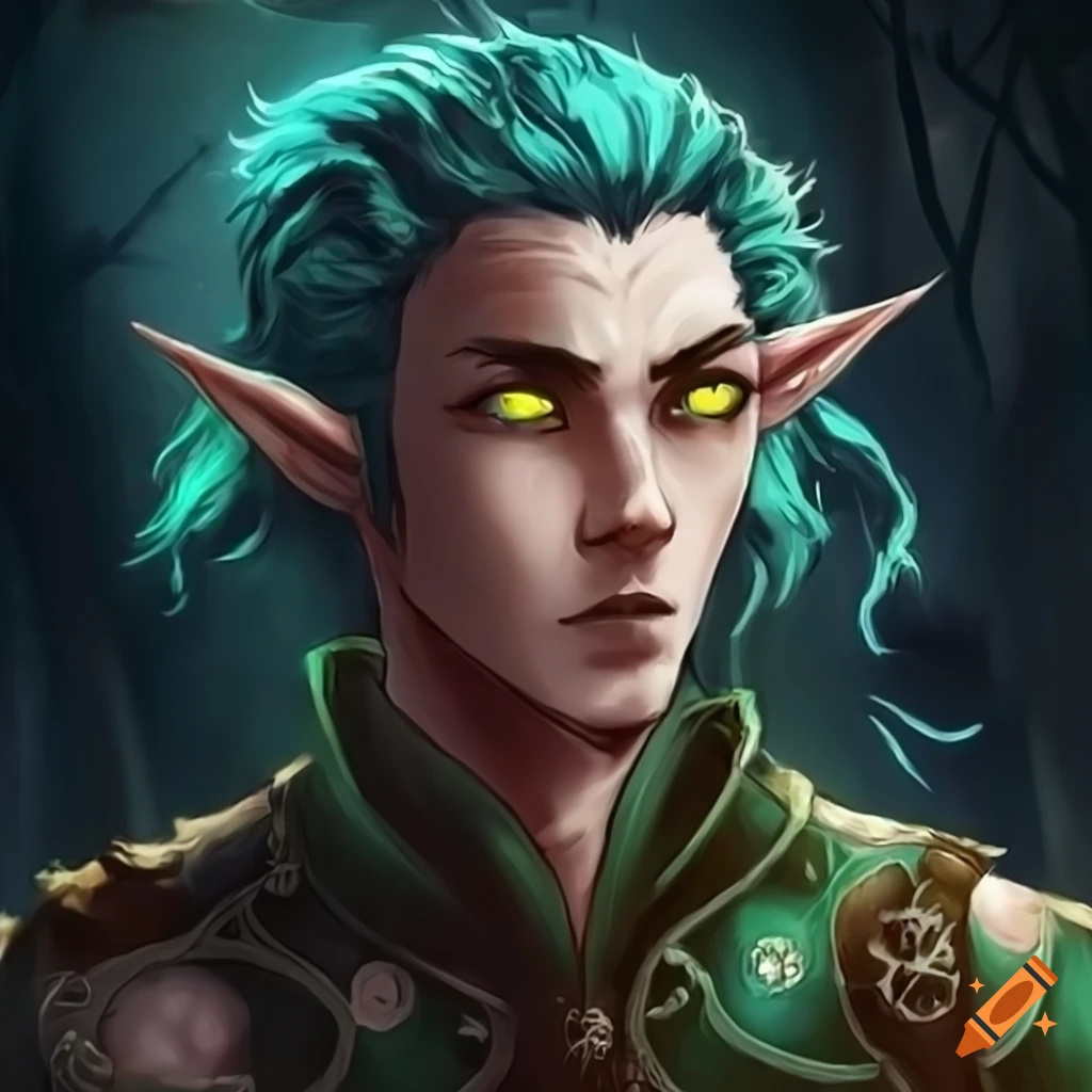 Male wood elf sorcerer in a haunted setting on Craiyon