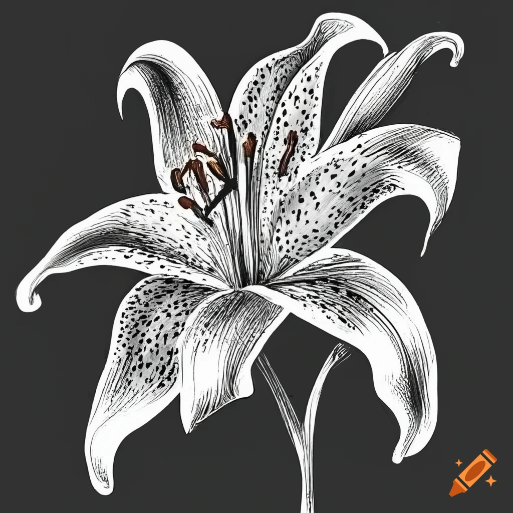 Drawing yellow lily flower natural Royalty Free Vector Image