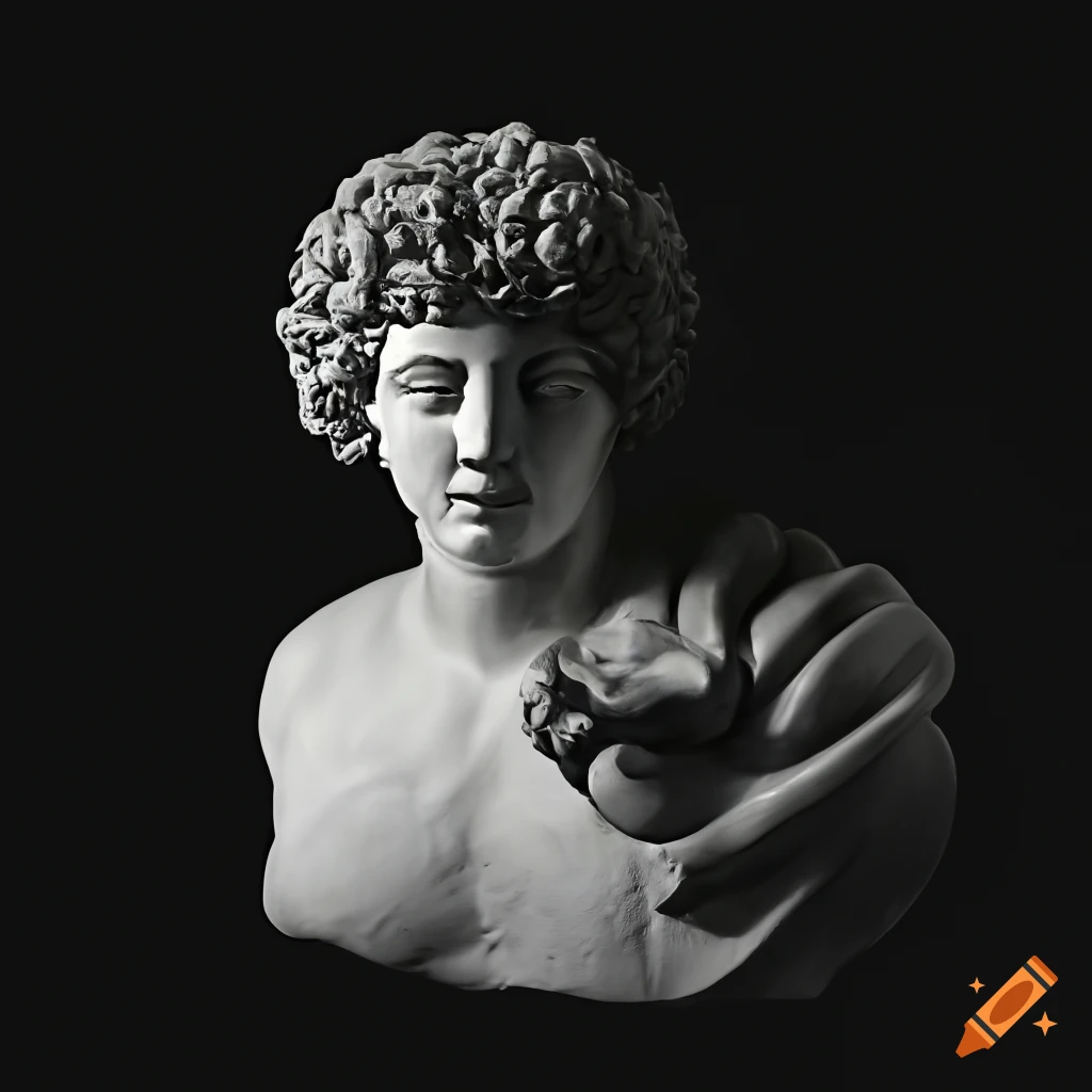 Greek statue of a young man with curly hair on Craiyon