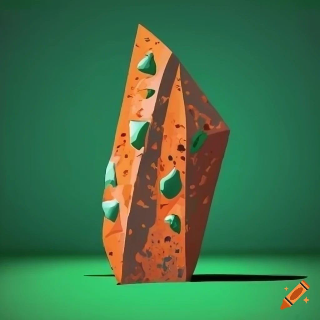 Vibrant cartoon rock gym wall in rusty orange and forest green colors