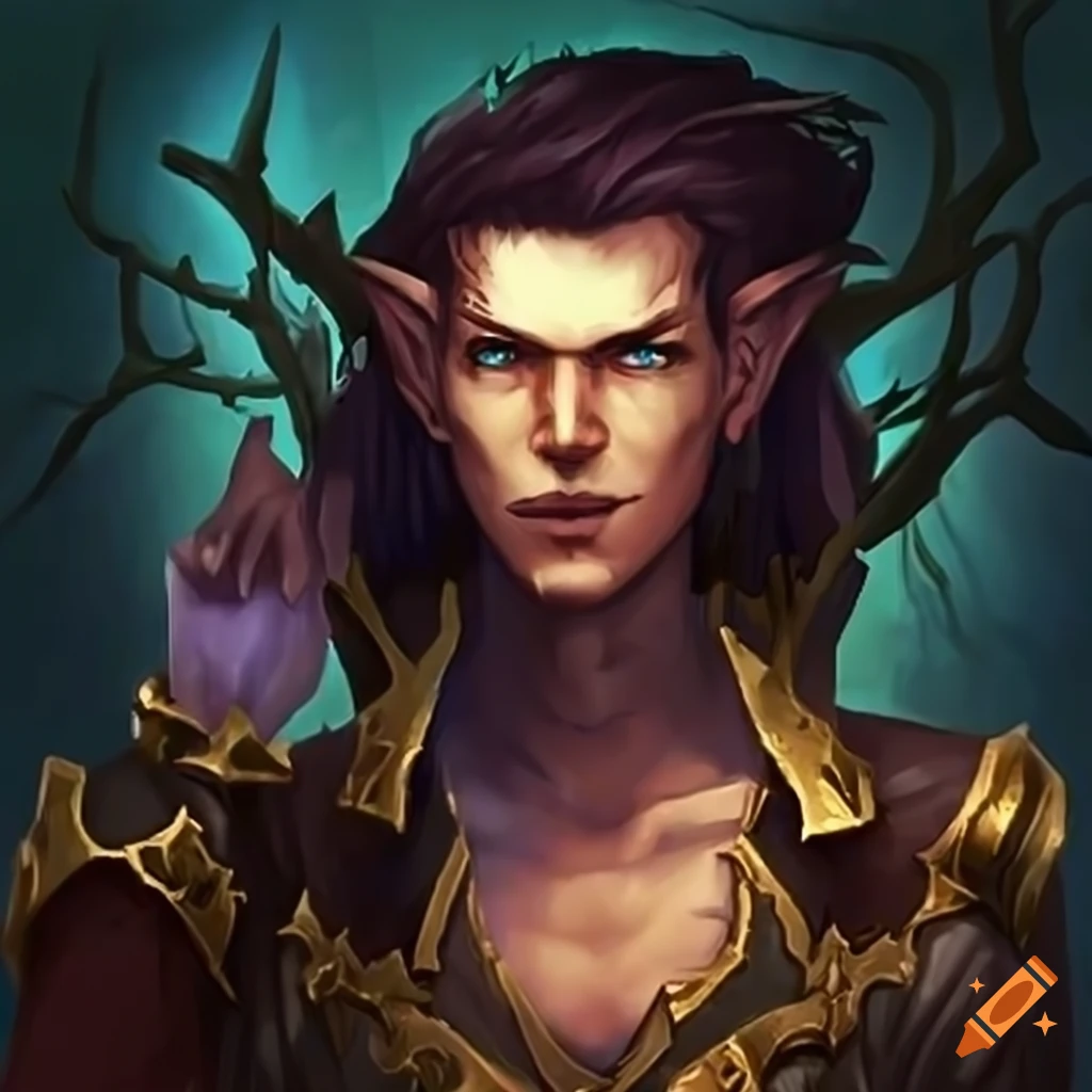 Male mage elf casting a spell on Craiyon