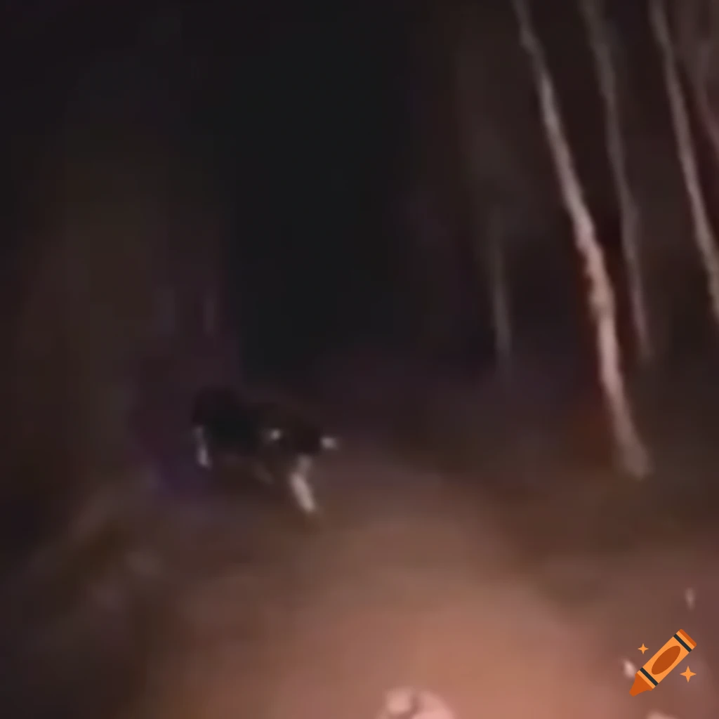 Black dog running at night on trailcam