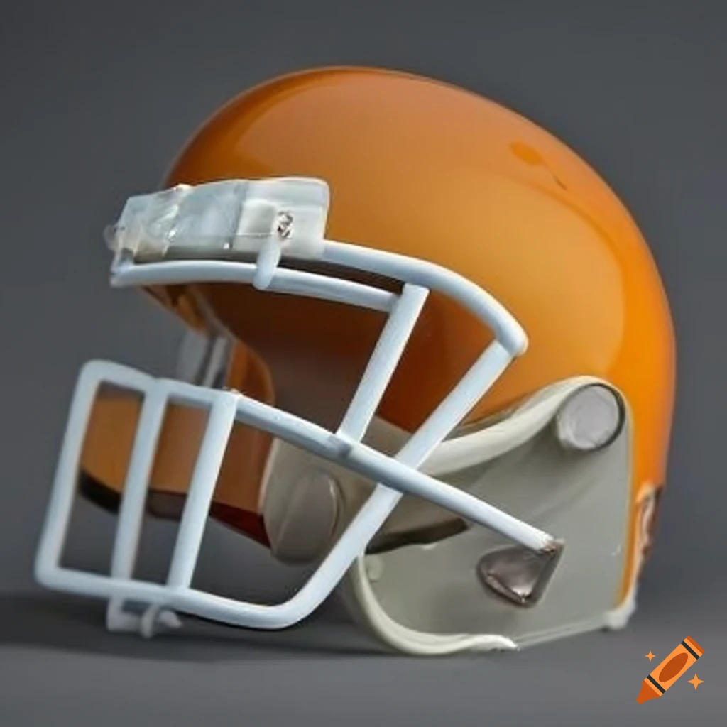 Football helmet with yelloworange stripe and white facemask on Craiyon