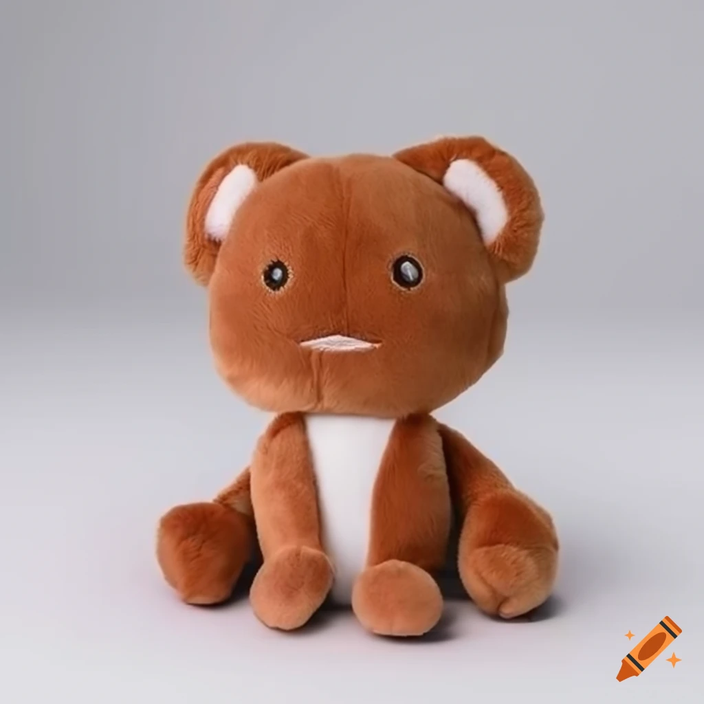 Realistic cute plushy toy on white background