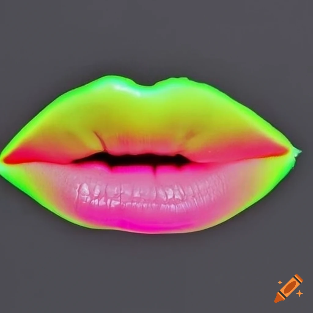 Pink and yellow neon lips