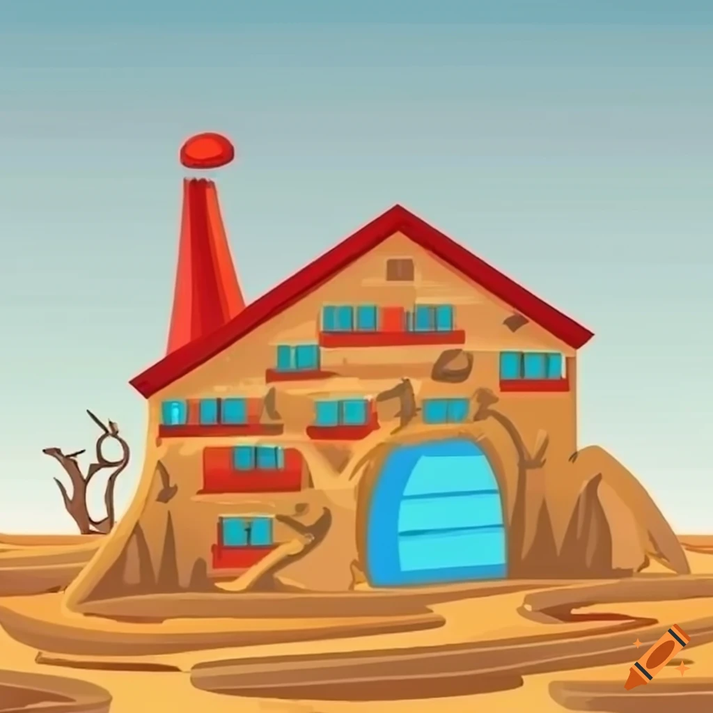 Cartoon wasteland with factory