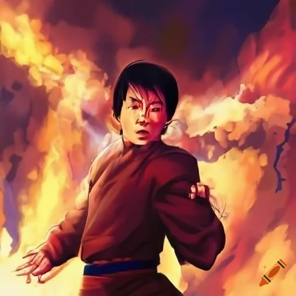 Martial artist performing action sequence on Craiyon