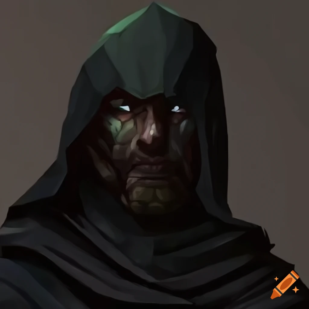 D&D fighter character with black geometric face paint in high definition