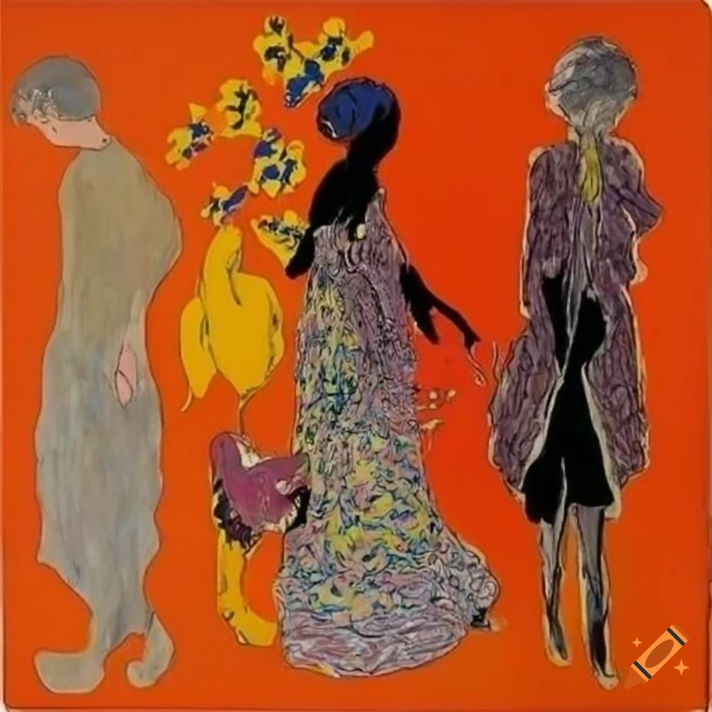 Abstract oil paint art nouveau with manga and anime influences on Craiyon