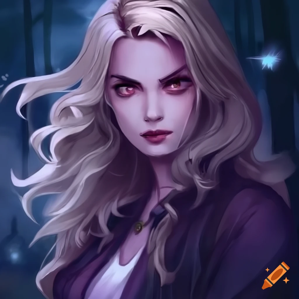 Rosalie hale exploring a mystical forest in anime style on Craiyon