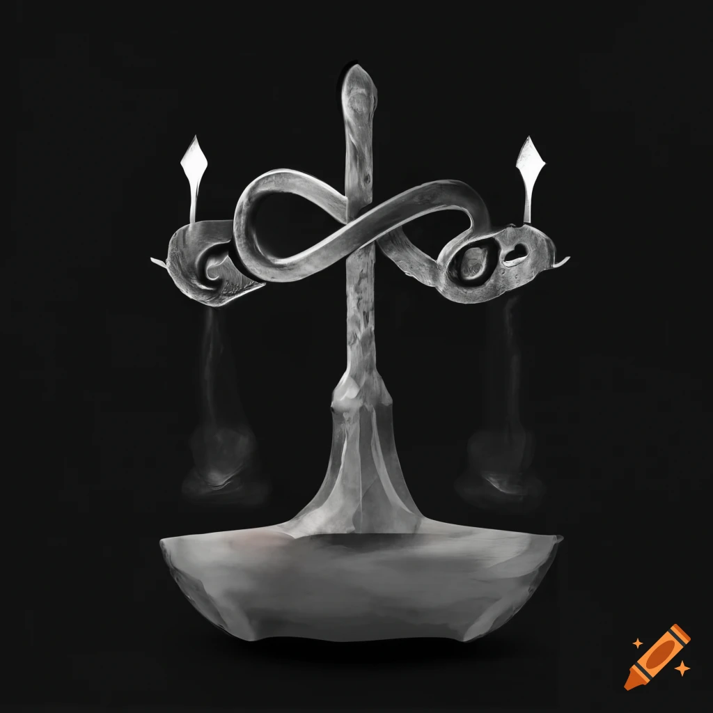 Blacksmith scale with grey infinity symbol on black background