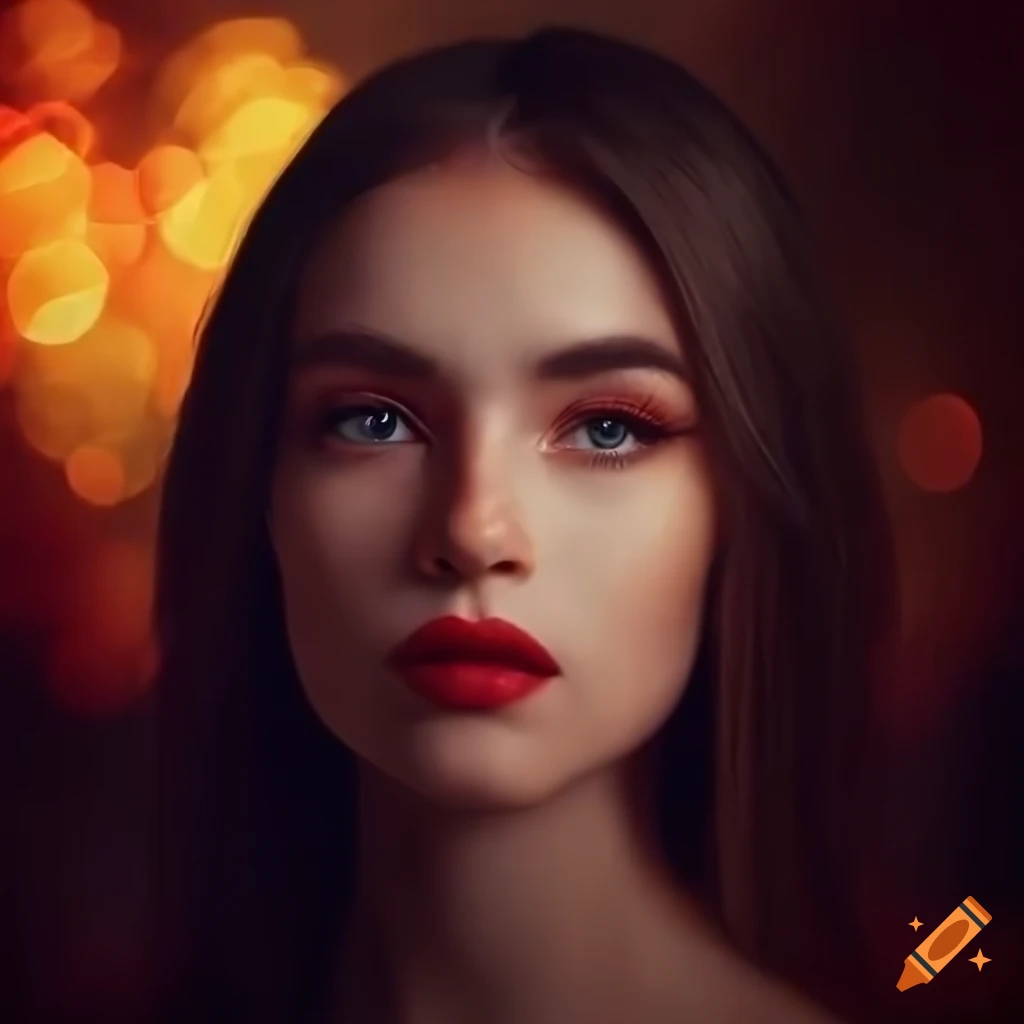 Portrait with intense gaze and extravagant fashion style in cinematic