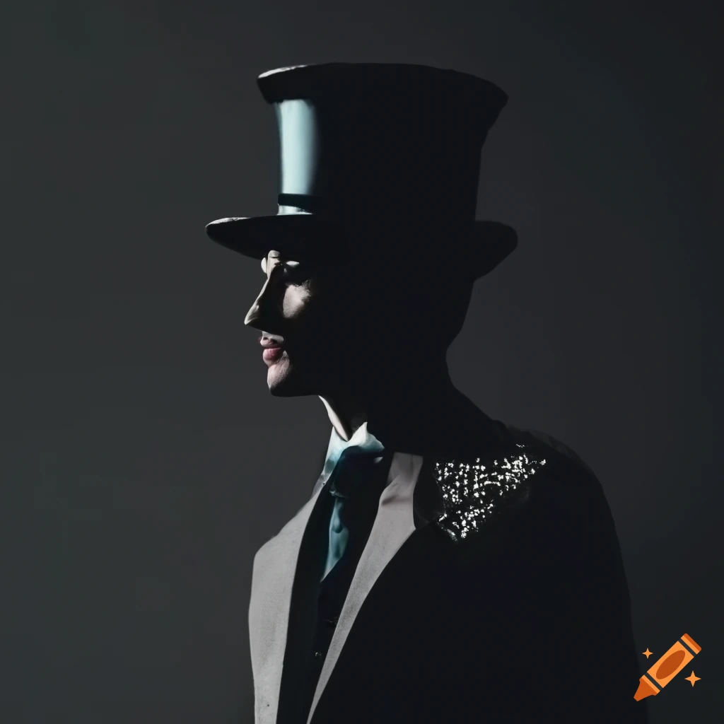 Silhouette of man in suit and top hat performing on Broadway and bowing ...