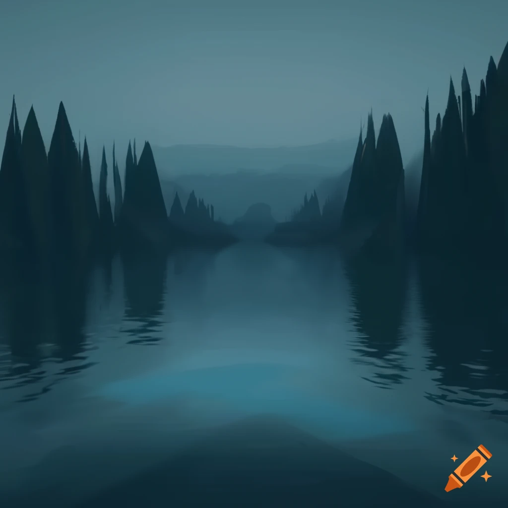 Low poly liminal space of a lake