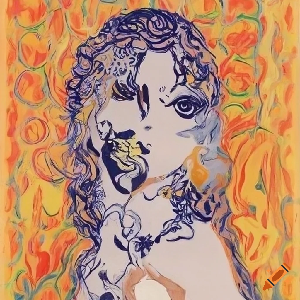 Minimalistic portrait with abstract oil paint art nouveau design on Craiyon