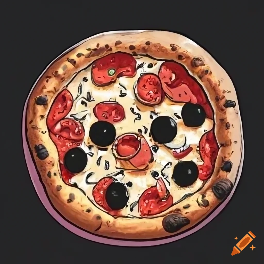 Italian pizza in simple cartoon style
