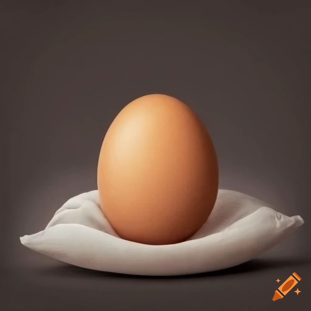 Realistic egg on white cushion with white background