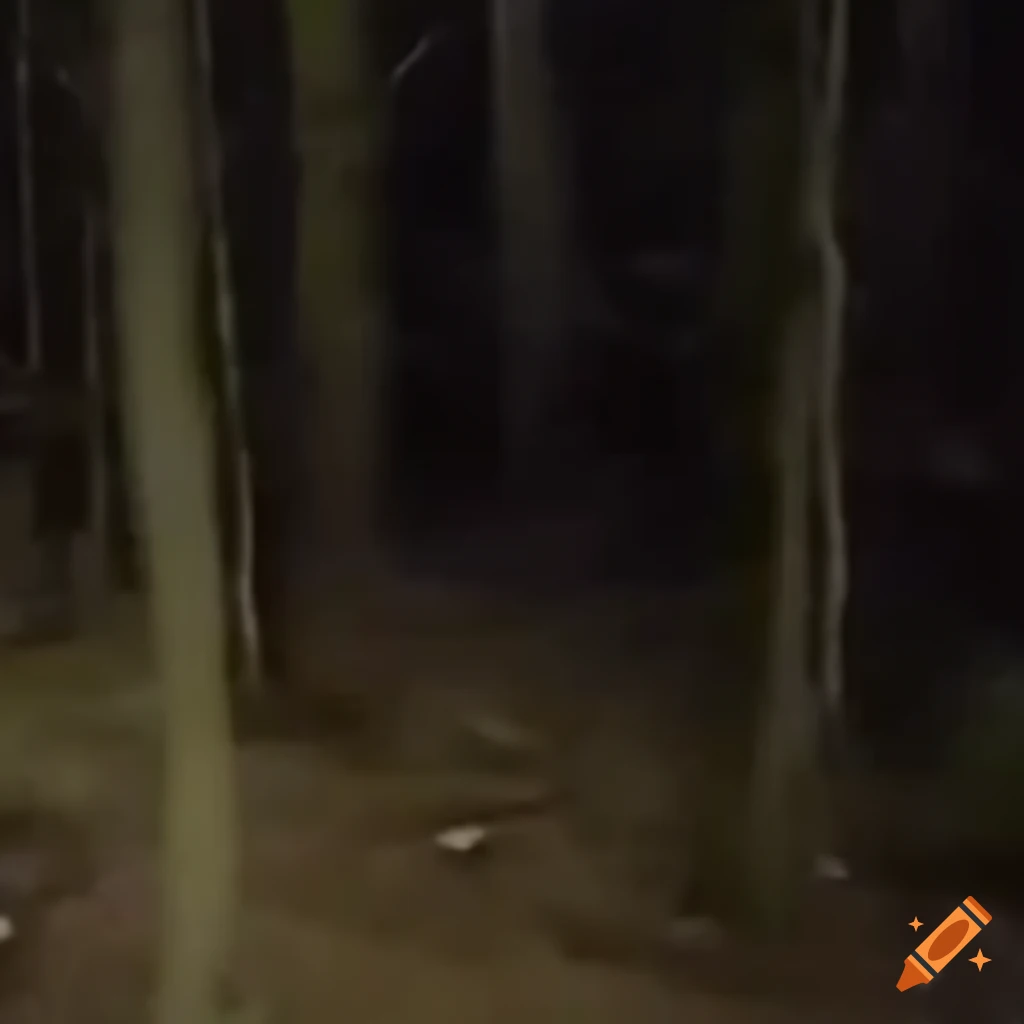 Trailcam footage in the creepy woods at night