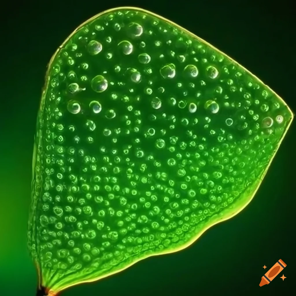 Green artificial leaf producing bubbles through photosynthesis on Craiyon