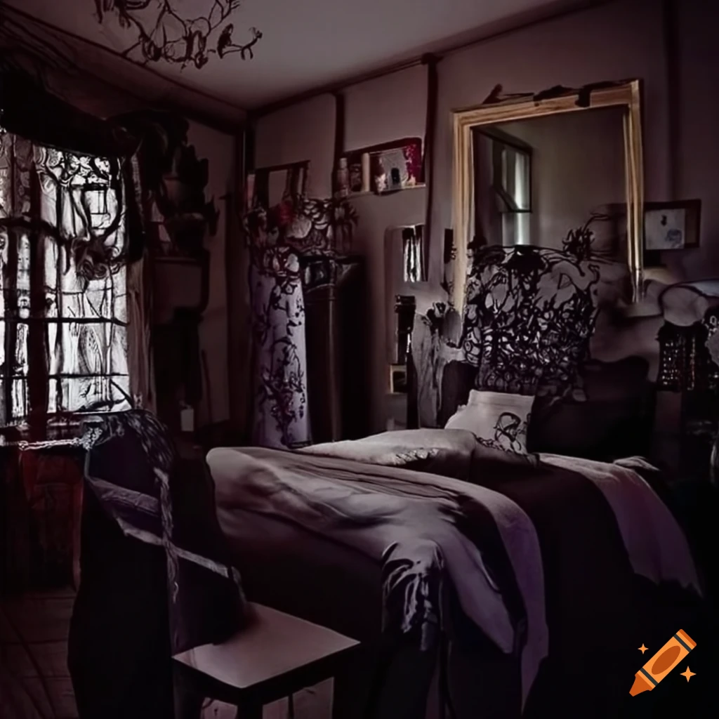 Realistic gothic bedroom aesthetic on Craiyon