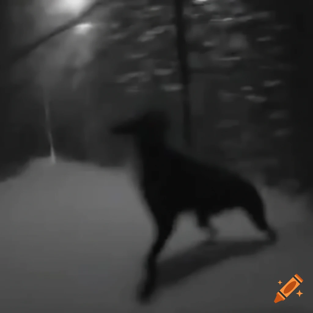 Black dog running at night on trailcam