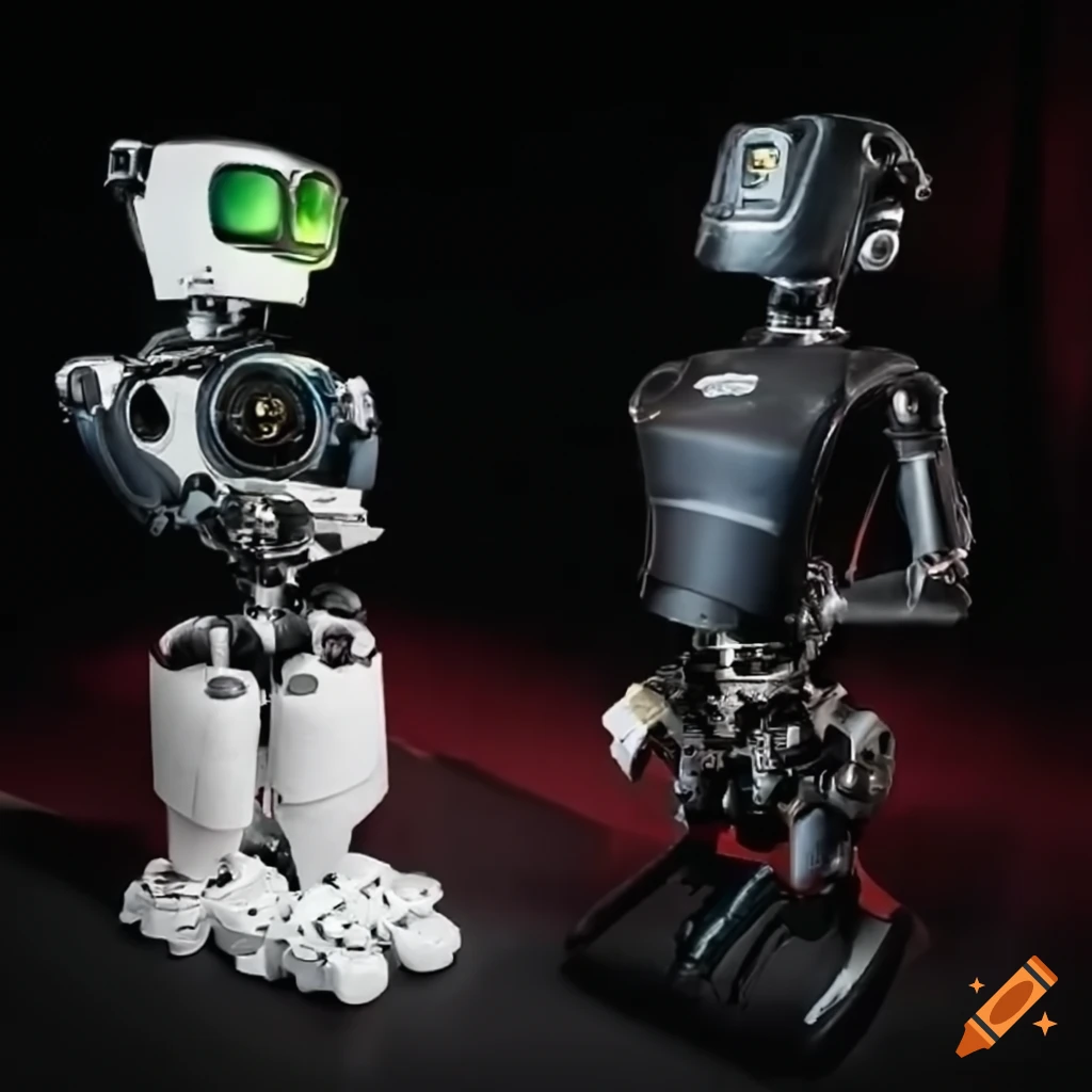 Good robot facing off against bad robot on Craiyon