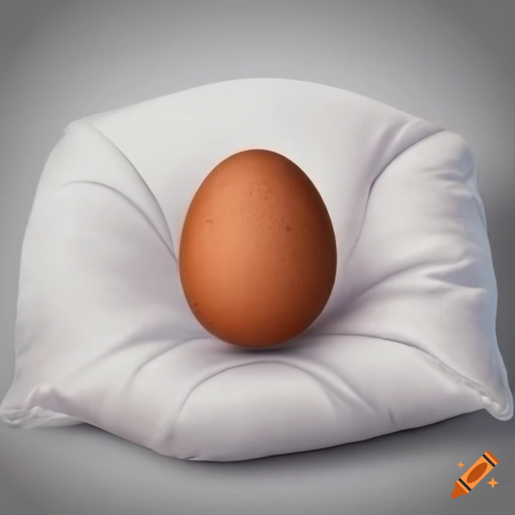 Realistic egg on white cushion with white background