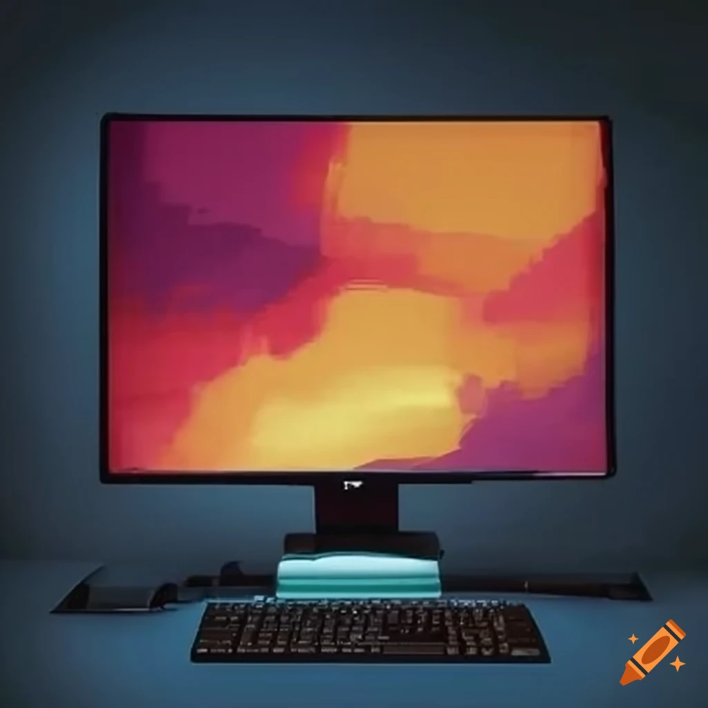 Computer with painting on the screen displaying color codes on Craiyon
