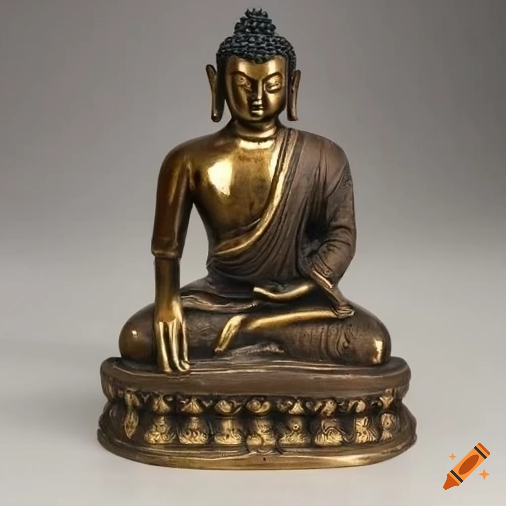 Bronze Buddha statue carved from brass