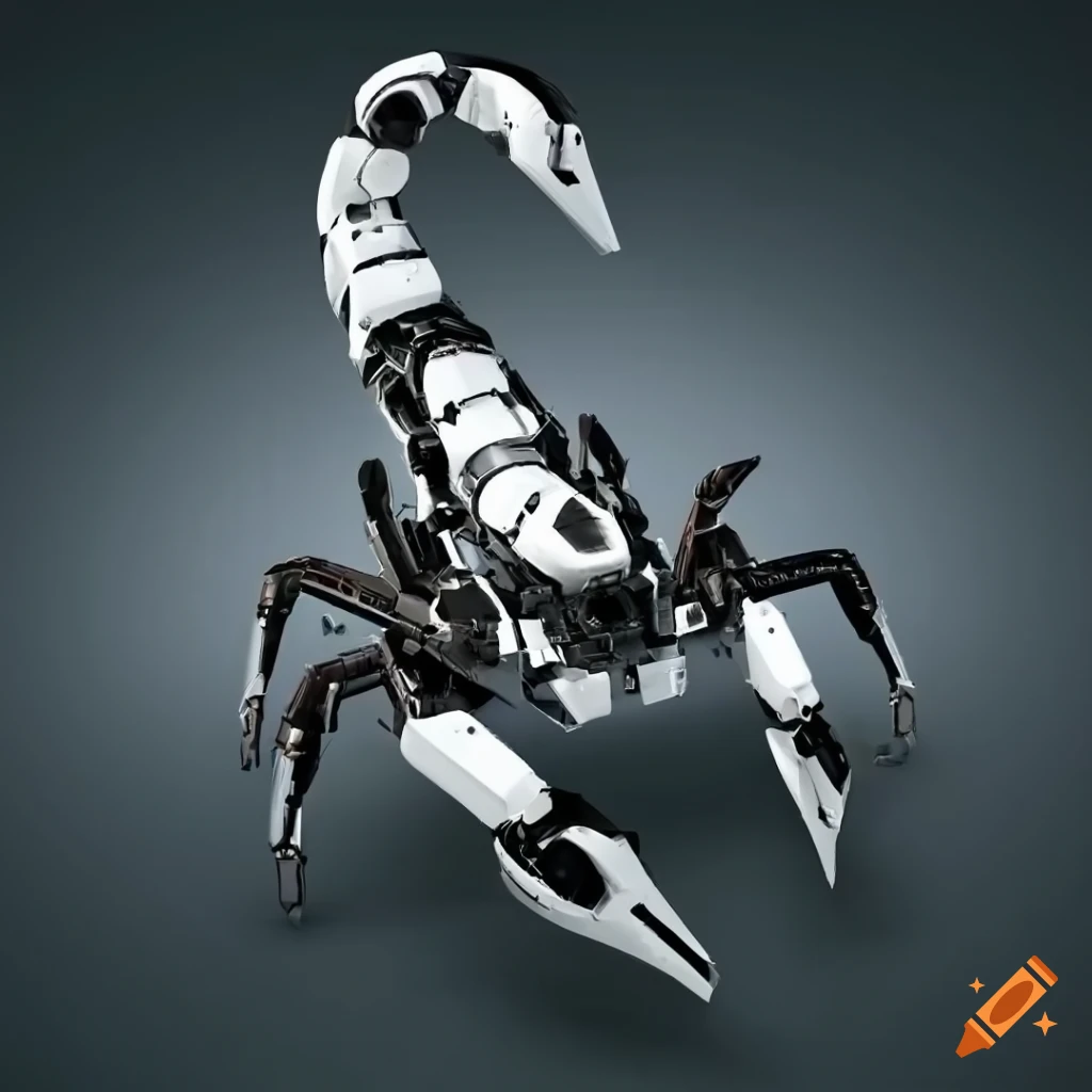 Futuristic white scorpion robot on Craiyon