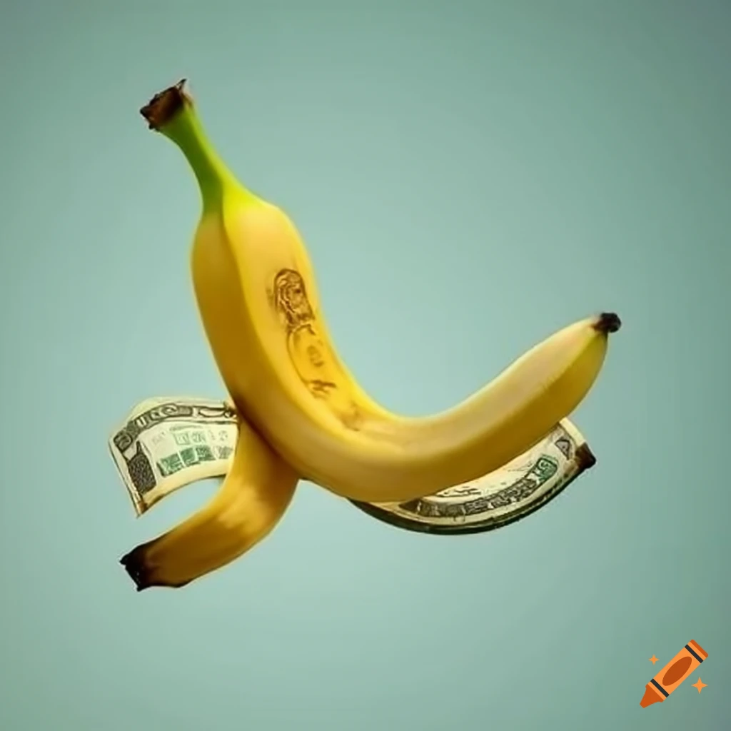 Peeled banana with money inside on Craiyon