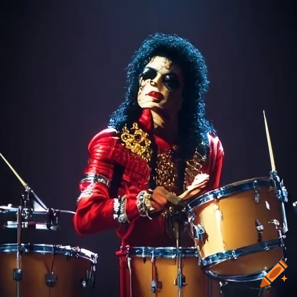 Michael jackson playing drums on Craiyon