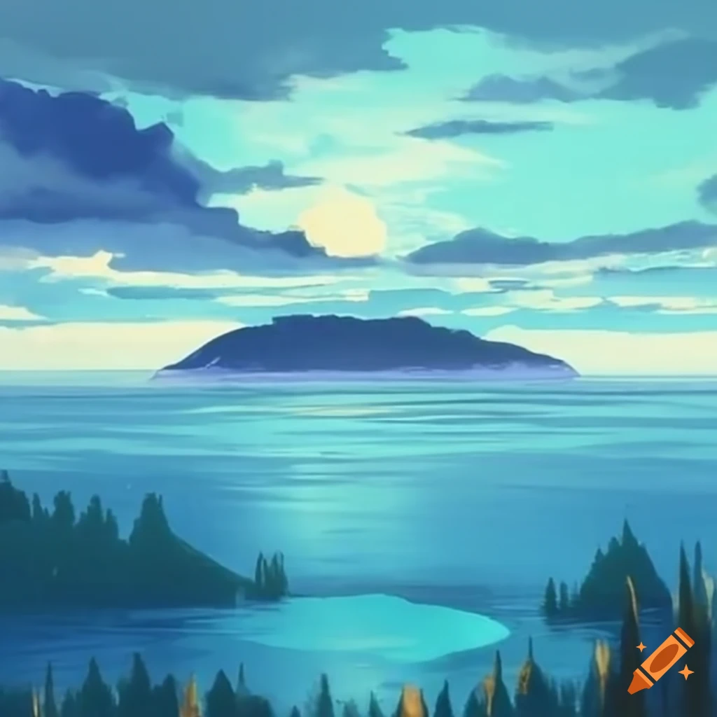 Scenic view of a peaceful lake on Craiyon