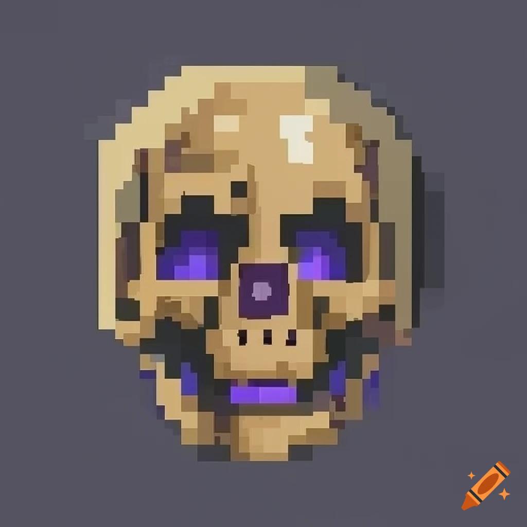 Pixelated skull for pixel pirate discord server on Craiyon