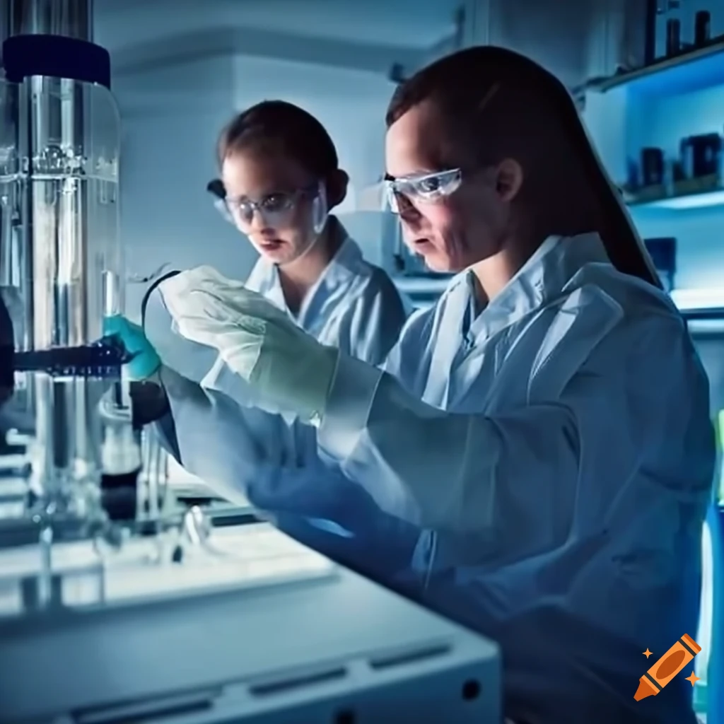 Diligent engineers working in hightech laboratory on Craiyon