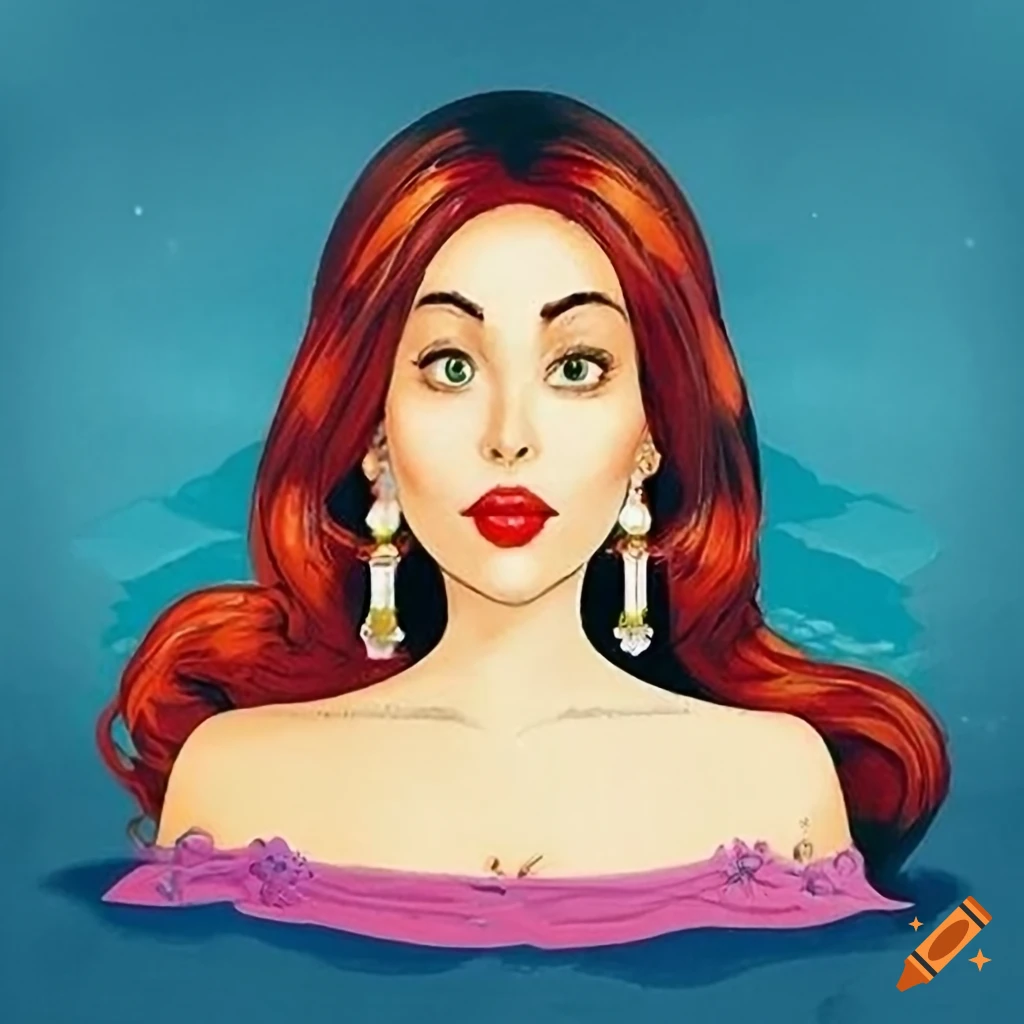 Colorful humorous illustration of a young woman in a sauna