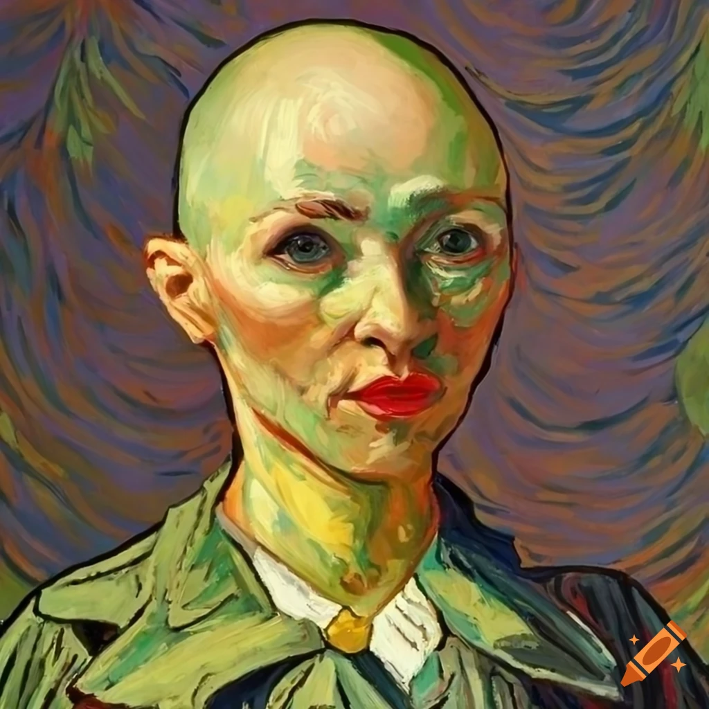 Artistic Representation Of A Bald Woman In The Style Of Van Gogh On Craiyon 