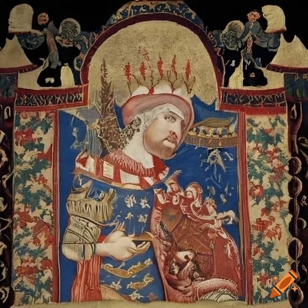 Medieval tapestry of feudal lord Julius Oran