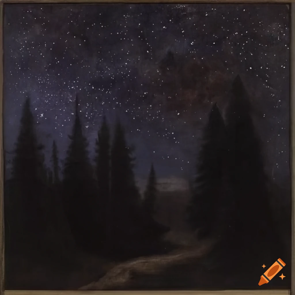 Mythical forest under a night sky by theodor kittelsen on Craiyon
