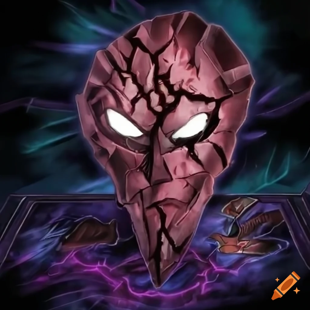 Cracked mask yu-gi-oh card on Craiyon